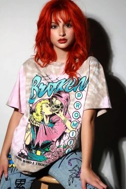 BROKEN PROMISES Shirts Hung Up Pink Tie Dye SST