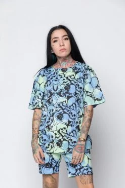 BROKEN PROMISES Catacombs Tee AOP Blue/Green Shirts