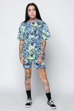 BROKEN PROMISES Catacombs Shorts AOP Blue/Green Bottoms