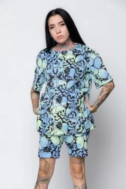 BROKEN PROMISES Catacombs Tee AOP Blue/Green Shirts