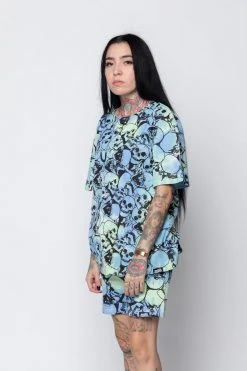 BROKEN PROMISES Catacombs Shorts AOP Blue/Green Bottoms