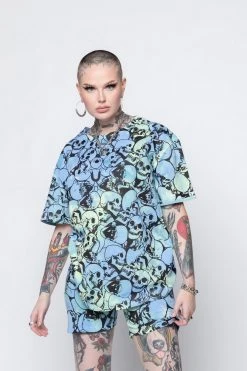 BROKEN PROMISES Catacombs Tee AOP Blue/Green Shirts