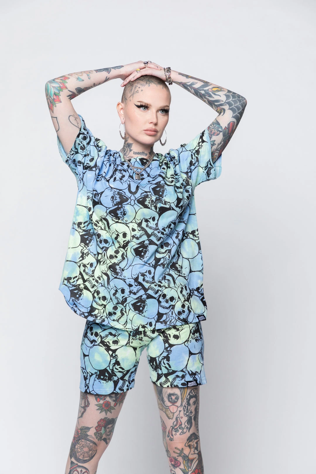 BROKEN PROMISES Catacombs Tee AOP Blue/Green Shirts