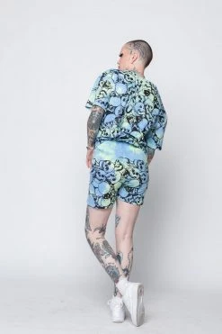 BROKEN PROMISES Catacombs Shorts AOP Blue/Green Bottoms