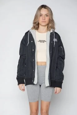 BROKEN PROMISES Wave Logo Layered Bomber Jacket