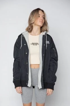 BROKEN PROMISES Wave Logo Layered Bomber Jacket