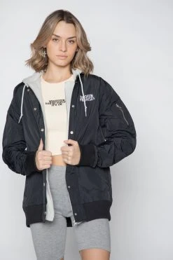 BROKEN PROMISES Wave Logo Layered Bomber Jacket