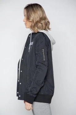 BROKEN PROMISES Wave Logo Layered Bomber Jacket
