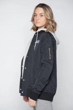 BROKEN PROMISES Wave Logo Layered Bomber Jacket