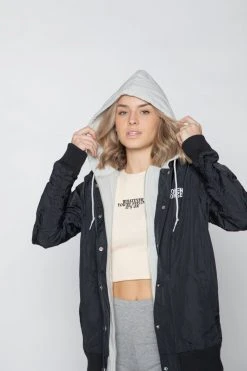 BROKEN PROMISES Wave Logo Layered Bomber Jacket