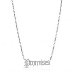 BROKEN PROMISES Jewelry Promises Nameplate Necklace Silver