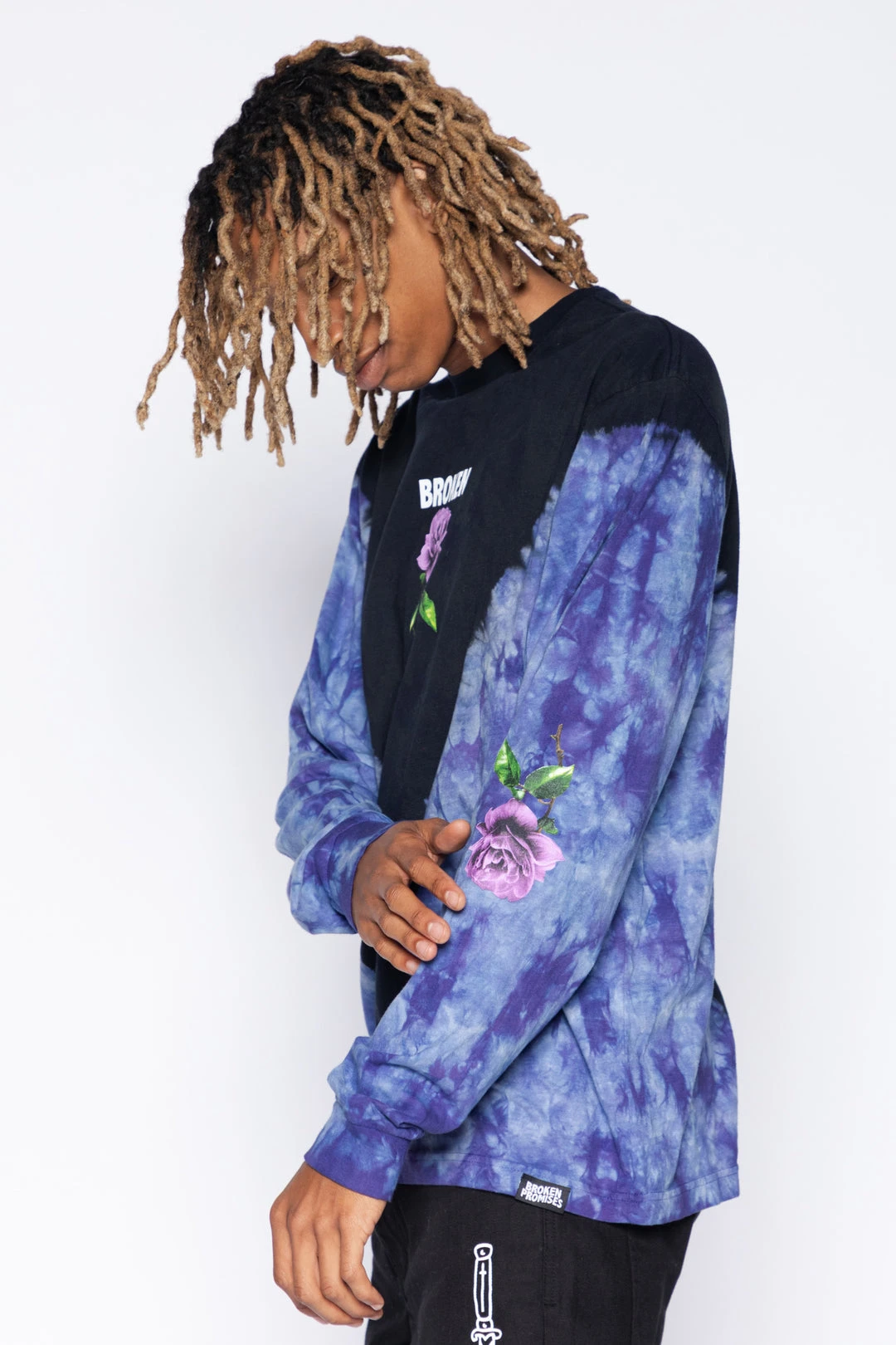 BROKEN PROMISES Thornless V-Tie Dye L/S Black Shirts