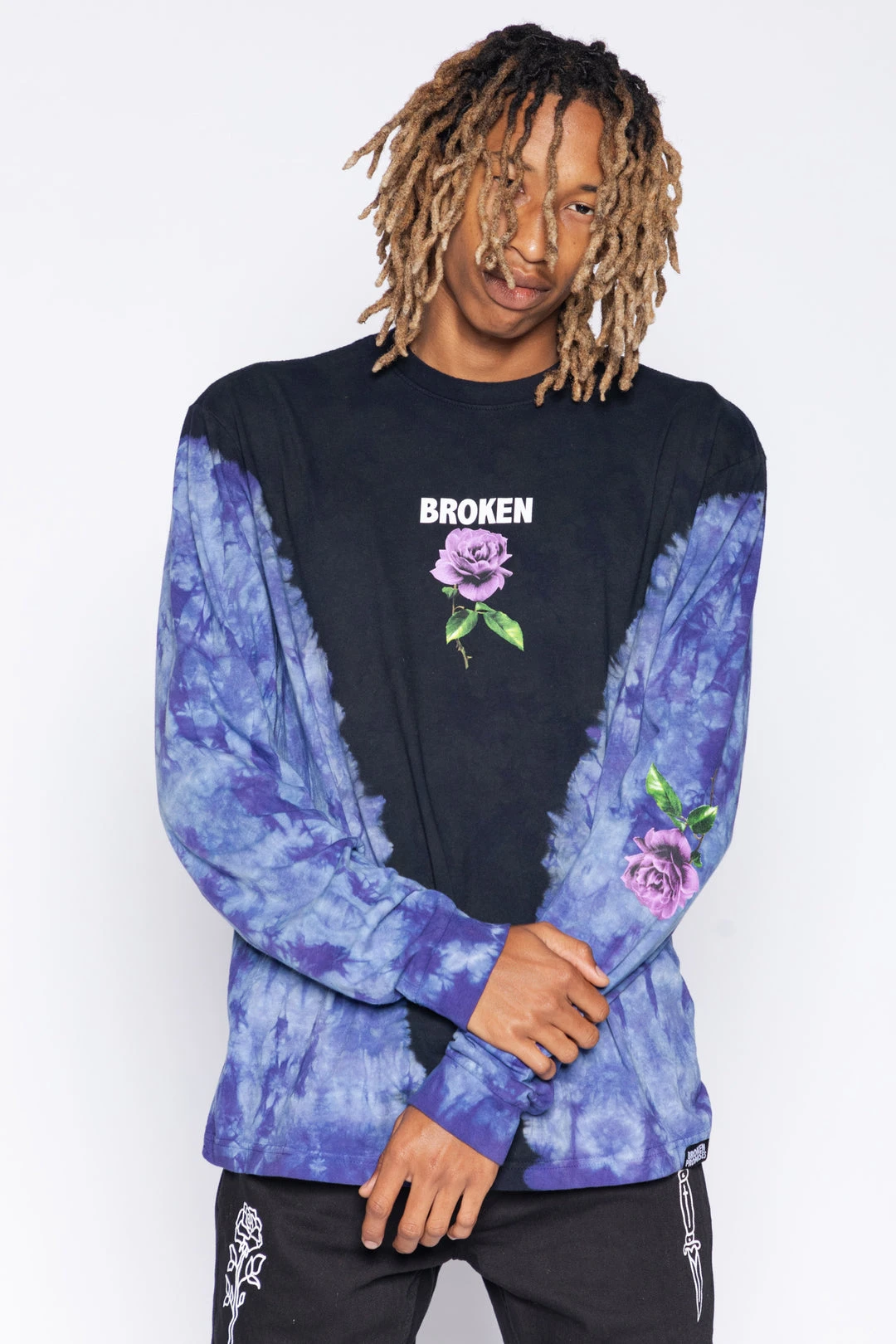 BROKEN PROMISES Thornless V-Tie Dye L/S Black Shirts