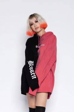 BROKEN PROMISES Tie Dye Hoodies Slogan Vintage Wash Split Dye Hoodie