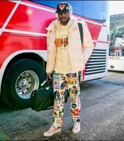 BROKEN PROMISES Commotion Print Skate Pant White Bottoms