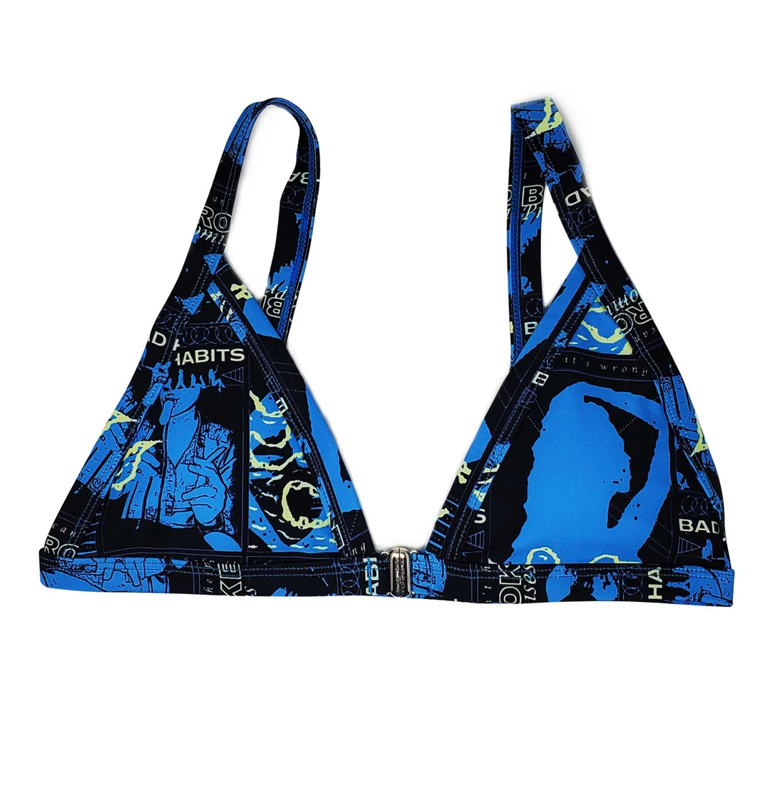 BROKEN PROMISES Tempted Bikini Top Blue