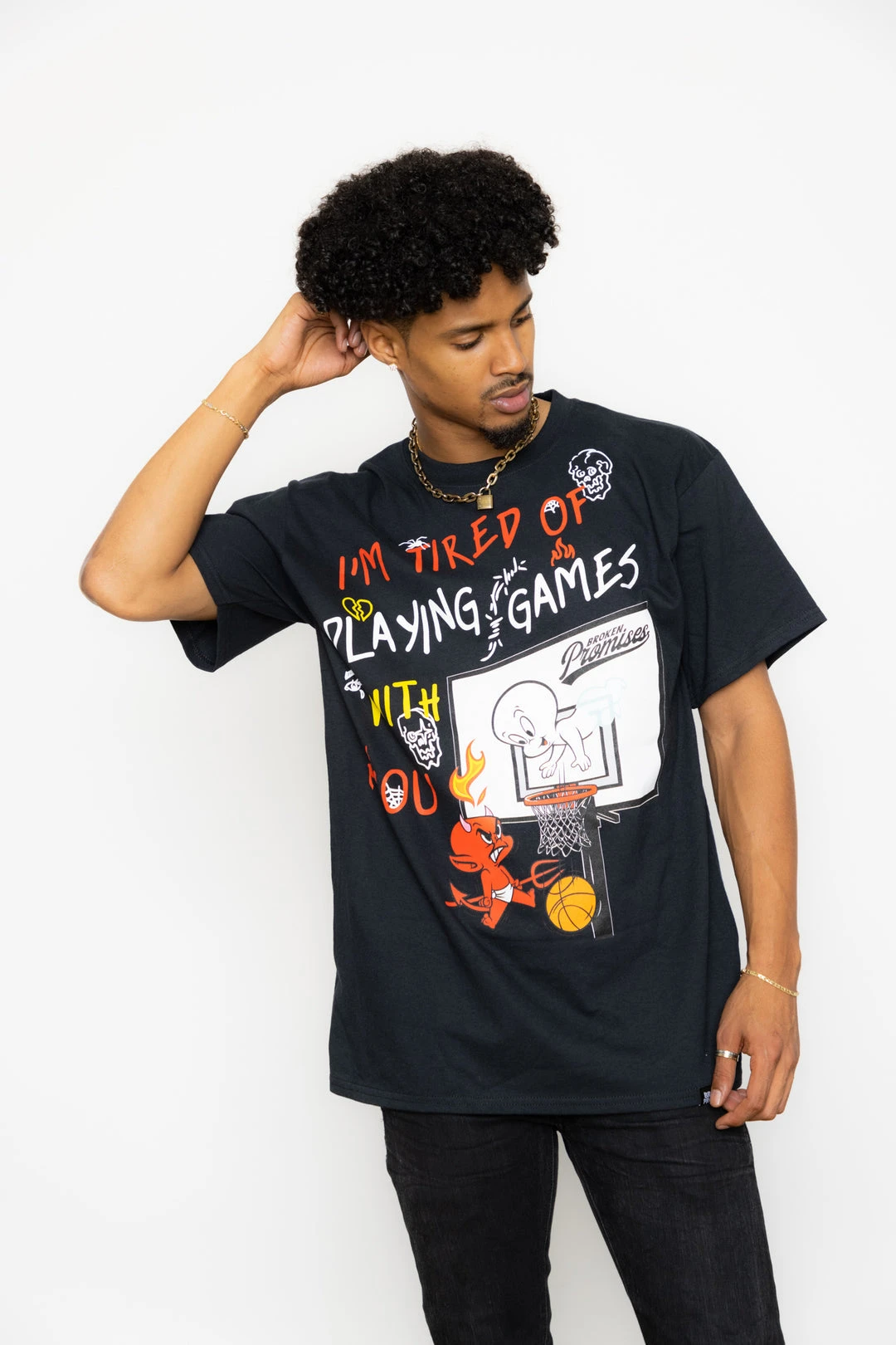 BROKEN PROMISES BP X Casper Playing Games Tee Black