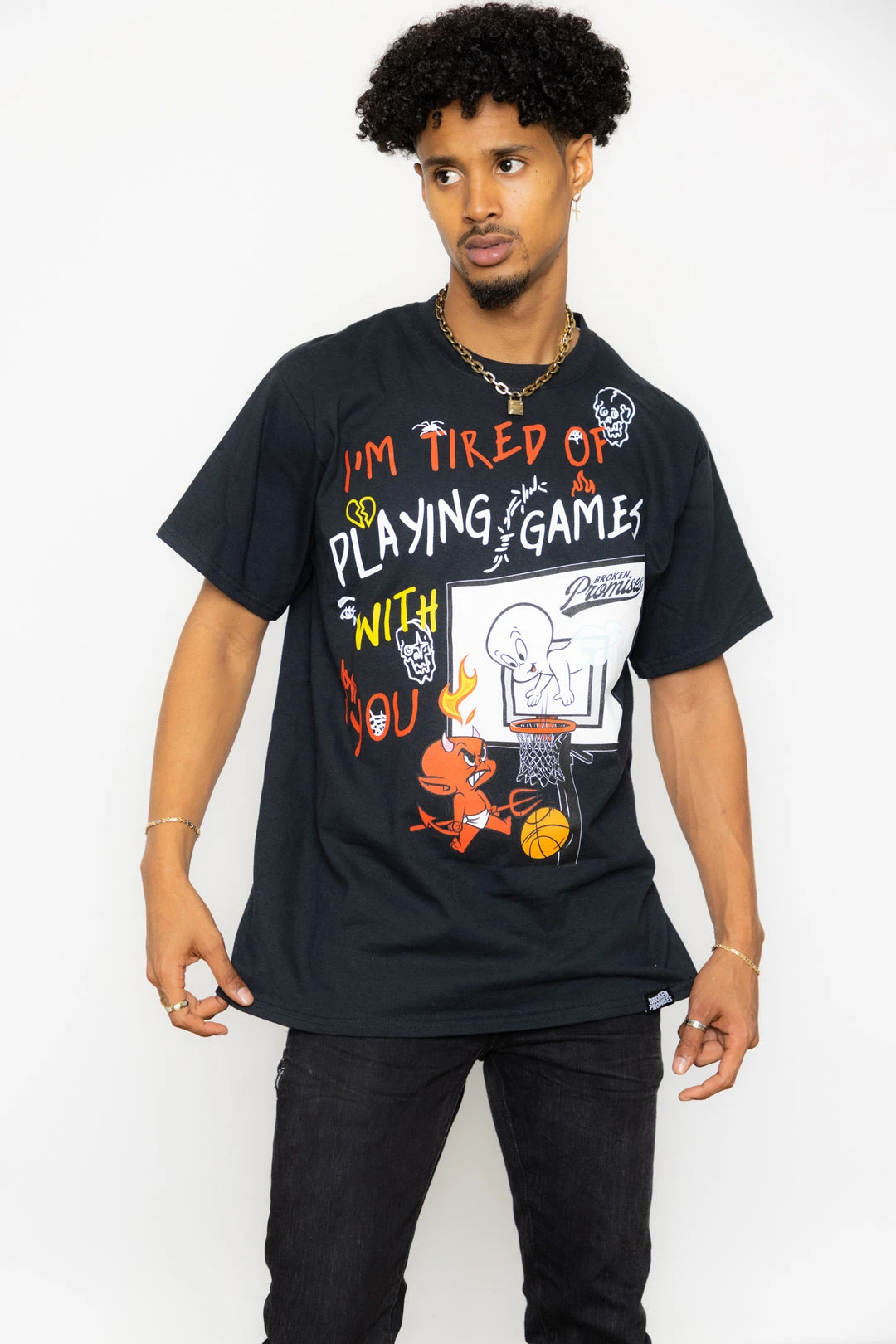 BROKEN PROMISES BP X Casper Playing Games Tee Black