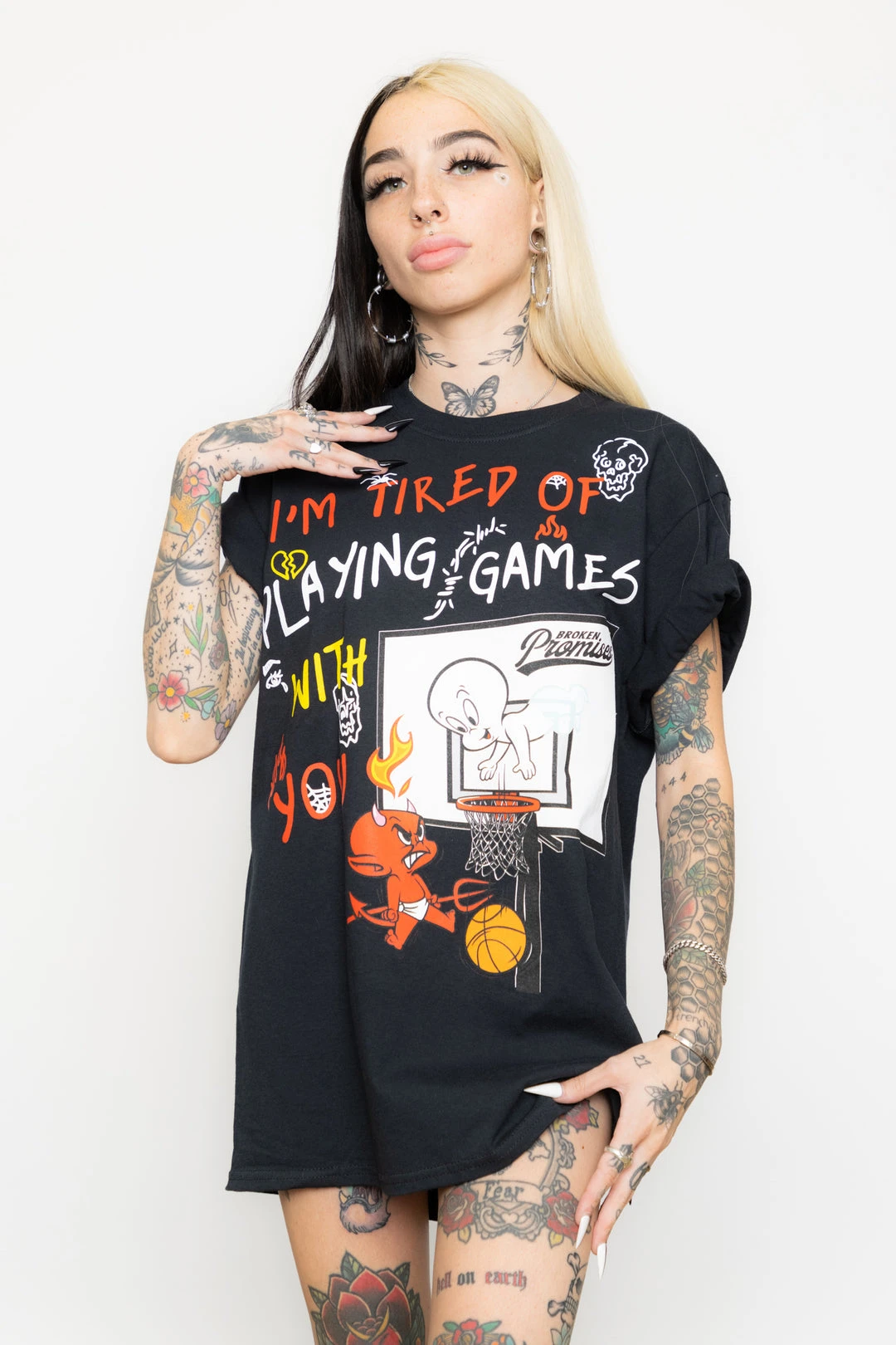 BROKEN PROMISES BP X Casper Playing Games Tee Black