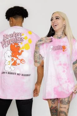 BROKEN PROMISES BP X Casper Burst My Bubble Tie Dye Pink Tee