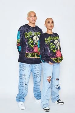 CASH Only Nightmare L/S Crystal Wash Black Shirts