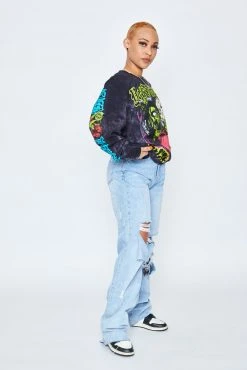 CASH Only Nightmare L/S Crystal Wash Black Shirts