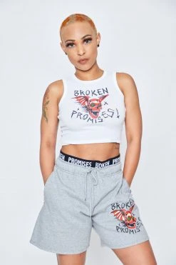 BROKEN PROMISES Batwing Banded Sweatshort Grey
