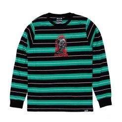 BROKEN PROMISES Automated Stripe L/S Teal