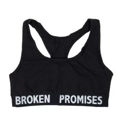 BROKEN PROMISES Lounge Black Cotton Sports Bra