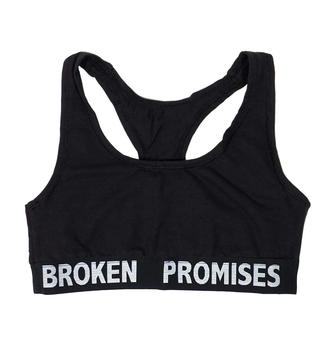 BROKEN PROMISES Lounge Black Cotton Sports Bra