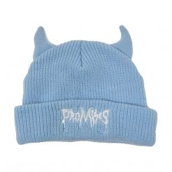 BROKEN PROMISES Graveyard Devil Horn Beanie - Blue Headwear