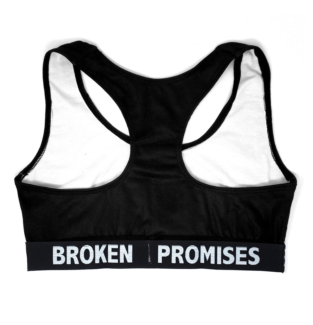 BROKEN PROMISES Lounge Black Cotton Sports Bra
