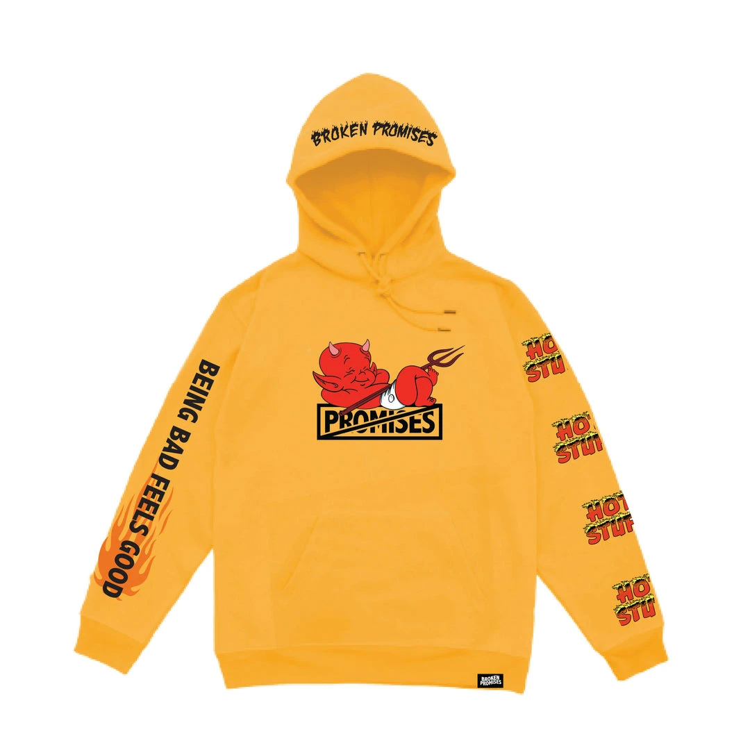 BROKEN PROMISES Chillax Hoodie Gold - BP X Hot Stuff Hoodies