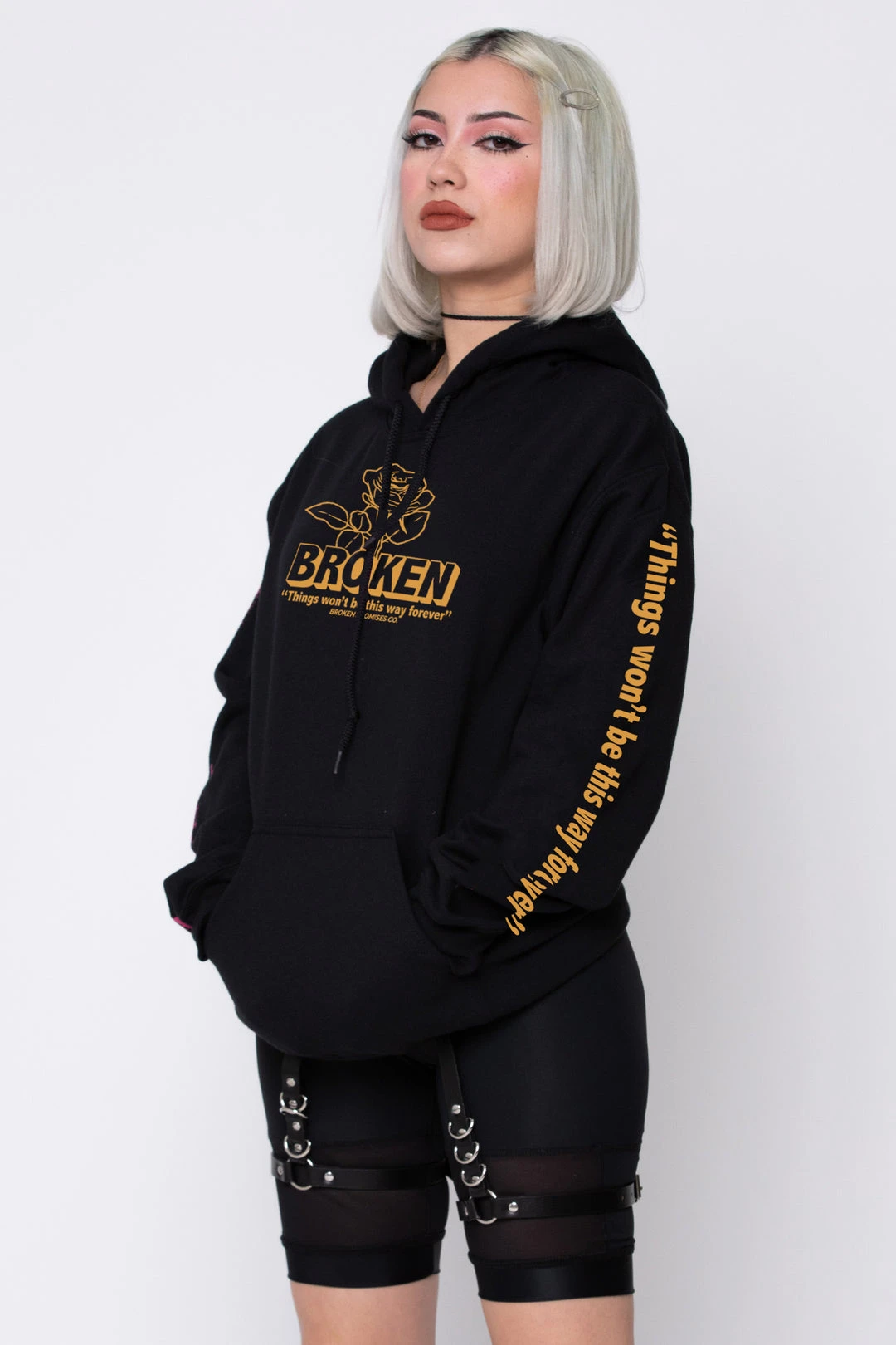 BROKEN PROMISES Evermore Hoodie Blk/Yellow