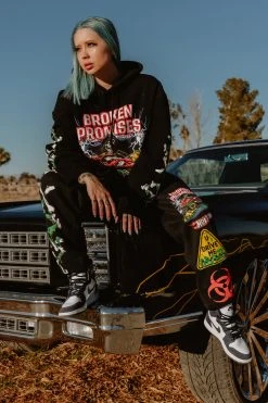 BROKEN PROMISES BP X Hot Wheels Drive Me Crazy Sweats Black Bottoms