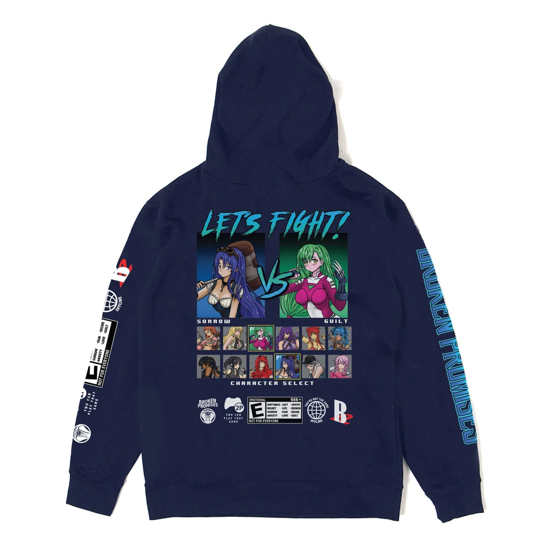 BROKEN PROMISES Let's Fight Hoodie Navy