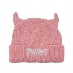BROKEN PROMISES Headwear Graveyard Devil Horn Beanie - Pink