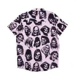 BROKEN PROMISES Reaper Guide Button Up Shirt Pink