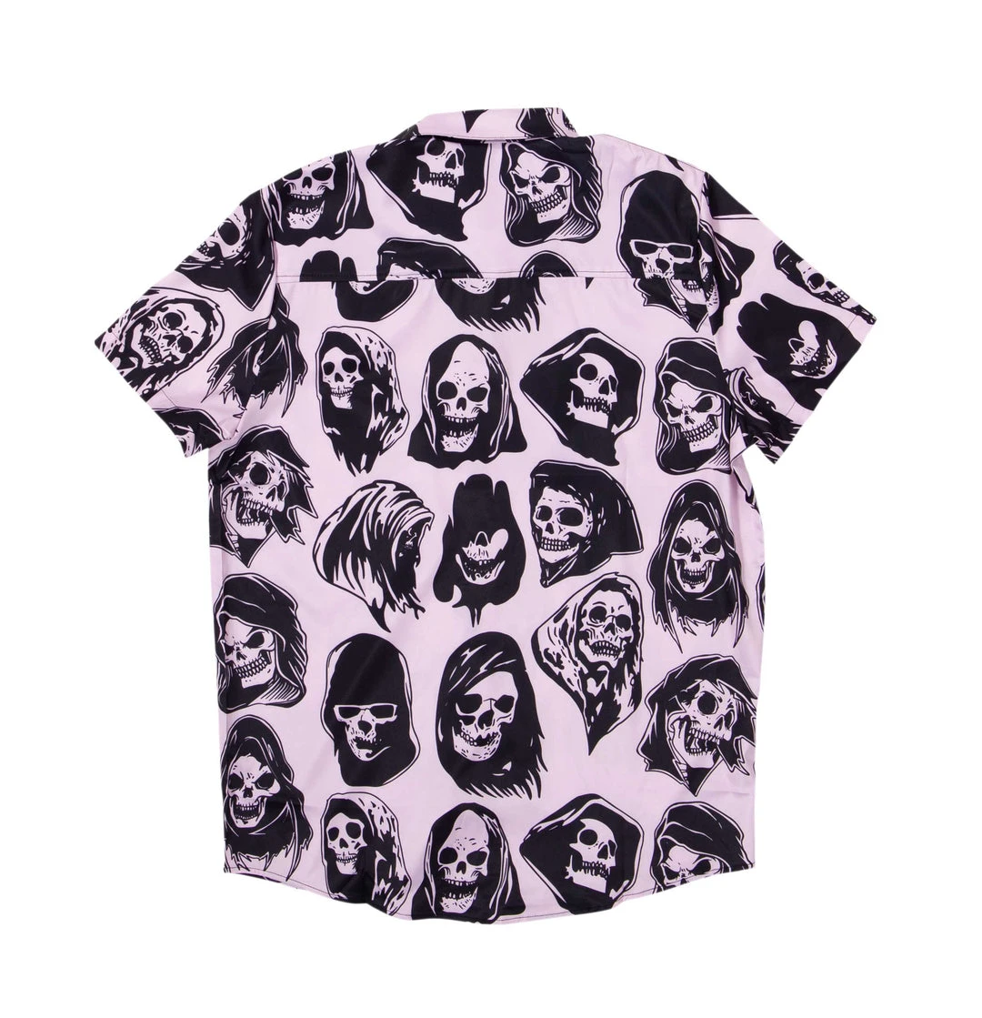 BROKEN PROMISES Reaper Guide Button Up Shirt Pink
