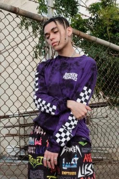 BROKEN PROMISES Shirts 2Tone Tie Dye L/S Purple Punch