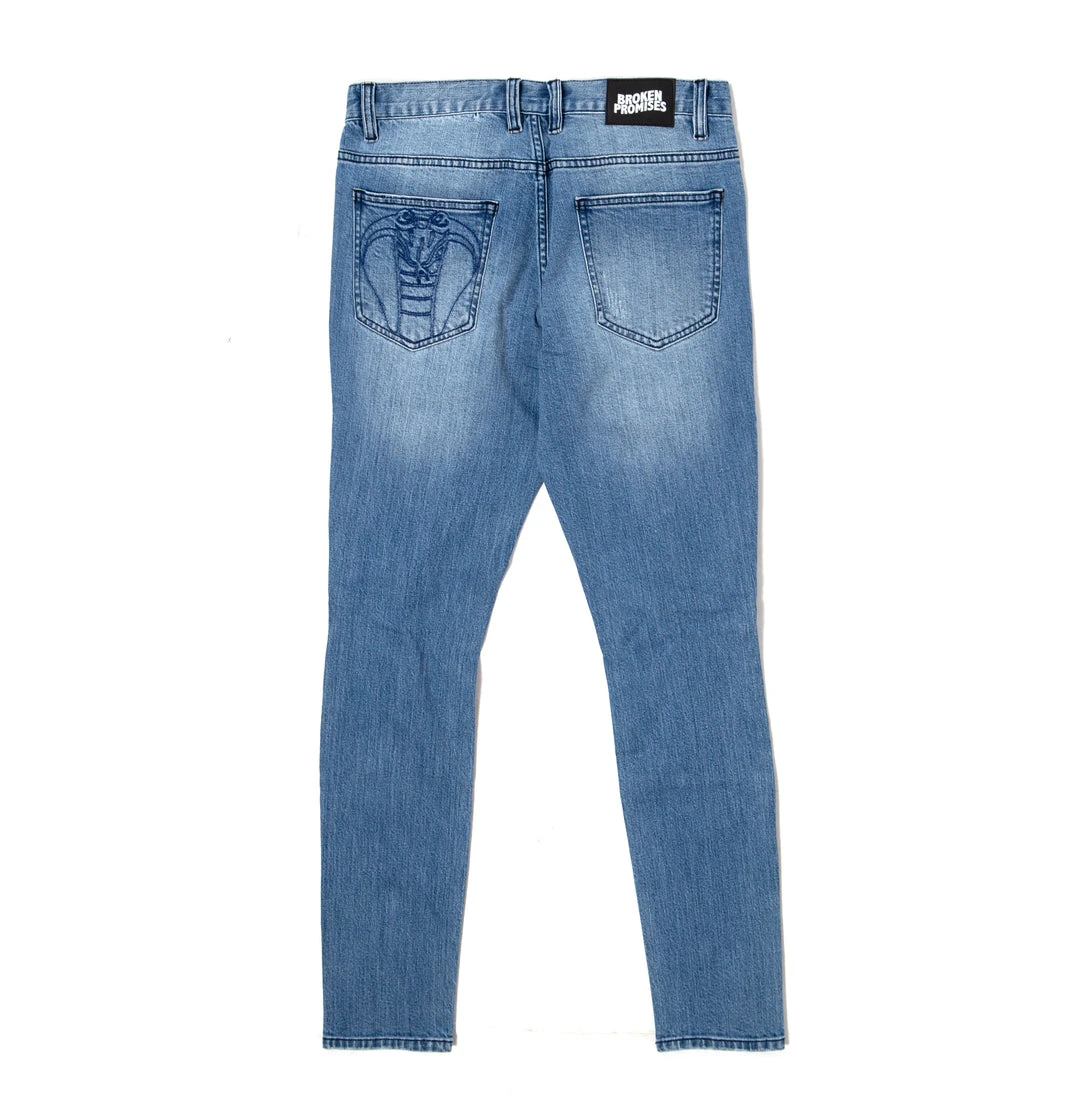 BROKEN PROMISES Stitch & Rip Denim - Medium Blue